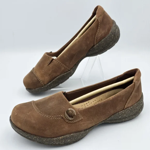 6N - NARROW - Clarks Roseville Sky Women's Slip-Ons, Mahogany Leather, Like New! - Picture 10 of 16